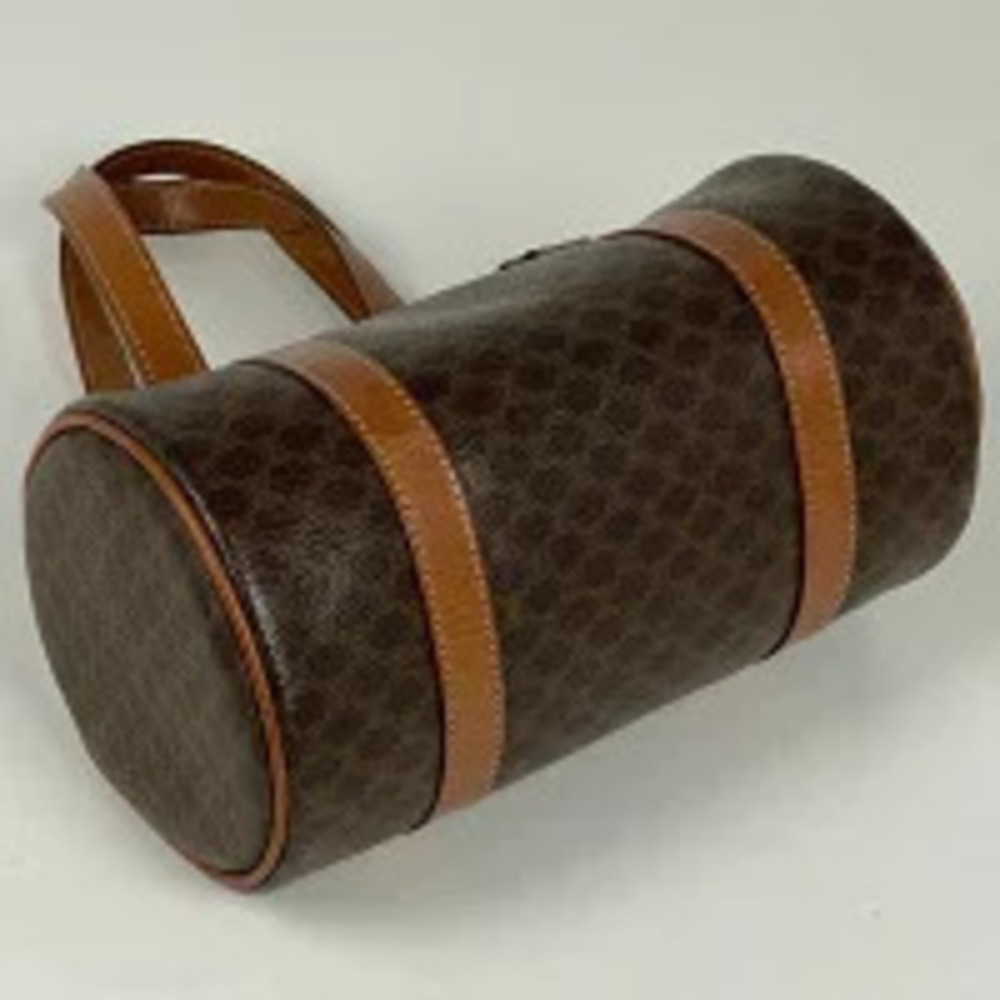 Celine bag brown Macadam barrel handbag canvas cylindrical